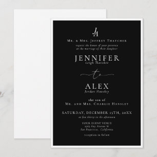 Convite para Casamento de Monograma Elegante Cláss