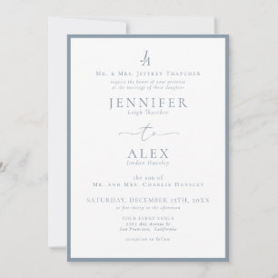 Convite para Casamento de Monograma Elegante Cláss