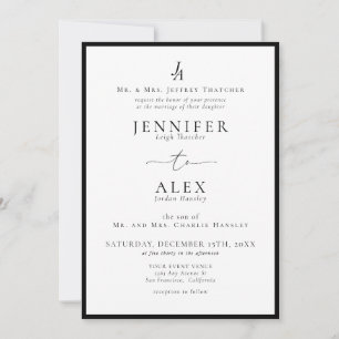 Convite para Casamento de Monograma Elegante Cláss