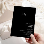 Convite para Casamento de Monograma Negro Clássico<br><div class="desc">Este convite de casamento clássico do monograma negro é perfeito para o seu elegante casamento moderno. Esta design apresenta uma caligrafia simples branca, colocada sobre um fundo preto escuro para corresponder ao seu casamento clássico tradicional ou ao casamento de boho minimalista no primavera, verão, outono ou inverno. Por favor, sinta-se...</div>