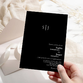 Convite para Casamento de Monograma Negro Clássico