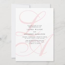Convite para Casamento de Monograma Rosa Elegante