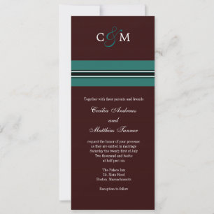 Convite para Casamento de Monograma Teal e Brown