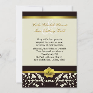 Convite para Casamento de Monogramas Pretos e de M