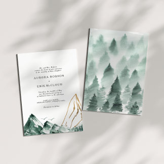 Convite para Casamento de Montanha Verde e Dourada