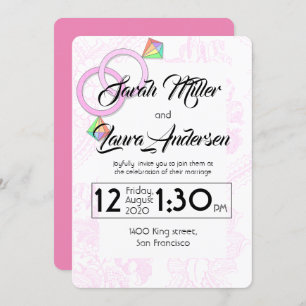 Convite para Casamento de Mulheres LGBT (rosa)