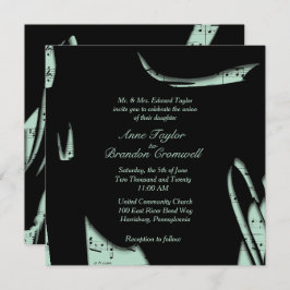 Convite para Casamento de Música abstrato Black an