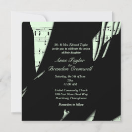 Convite para Casamento de Música abstrato Negra e 