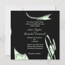 Convite para Casamento de Música abstrato Negra e 