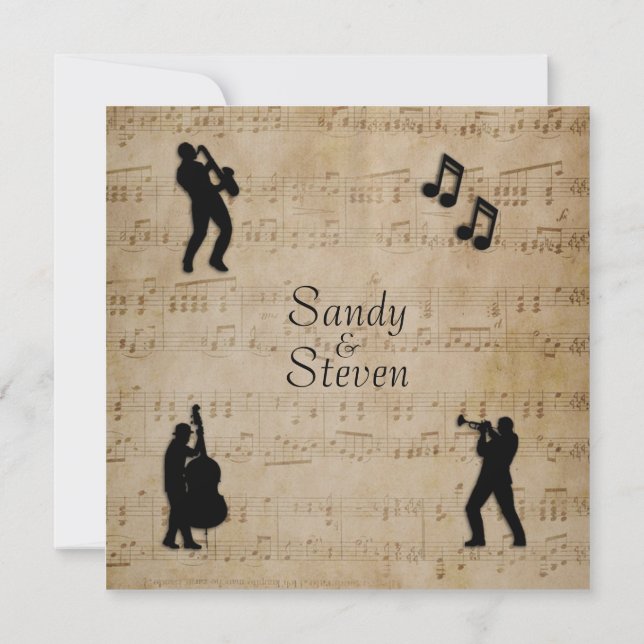 Convite para Casamento de Música em Folha Anterior (Verso)