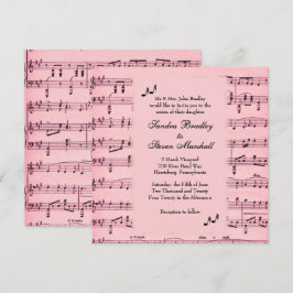 Convite para Casamento de Música Rosa com Folha