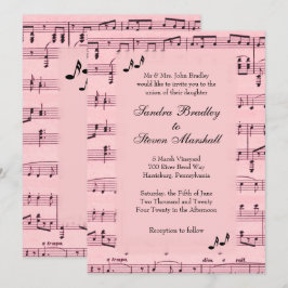 Convite para Casamento de Música Rosa com Folha