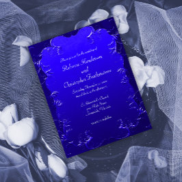 Convite para Casamento de Na moda Azul Vintage