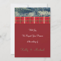 Convite para Casamento de Natal Crimson & Evergree