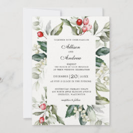 Convite para Casamento de Natal de Berry de invern
