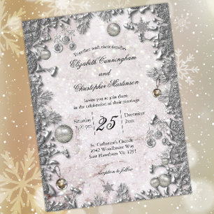 Convite para Casamento de Natal de inverno de prat