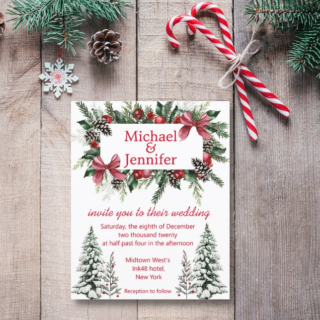 convite para casamento de natal de natal com guião (christmas vintage wedding invitation)