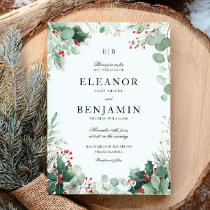 Convite para Casamento de Natal do Winter Greenery