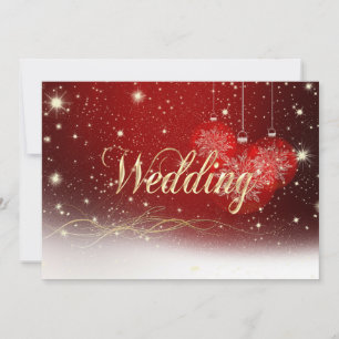 Convite para Casamento de Natal Vermelho e Dourado