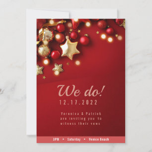 Convite para Casamento de Natal Vermelho Festivo