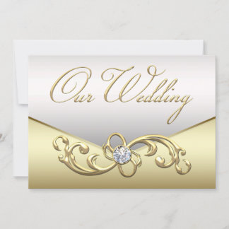 Convite para Casamento de Nave de Diamond Dourado