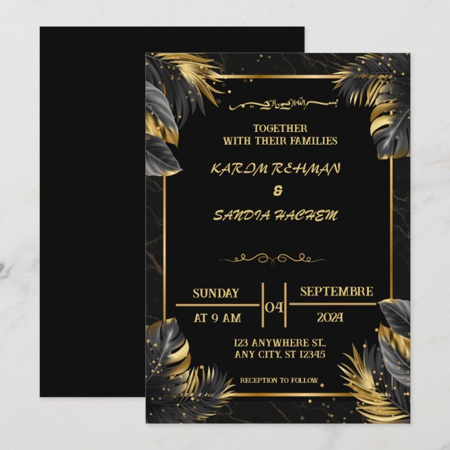 Convite para Casamento de Negra Branca e Negra Ele (Frente/Verso)