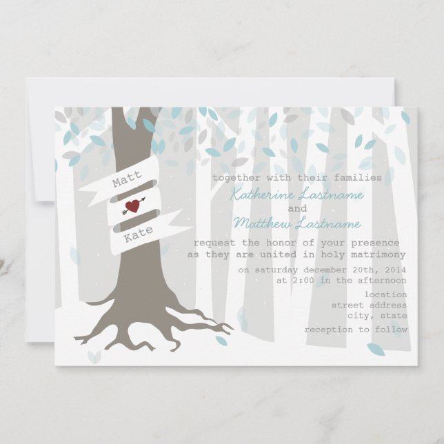 Convite para Casamento de Neve Floresta / Woodland (Frente)