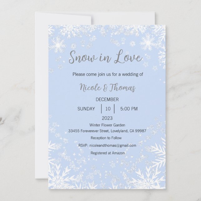 Convite para Casamento de Neve no Amor, Casamento  (Frente)