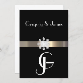 Convite para Casamento de Neve Preto e Dourado