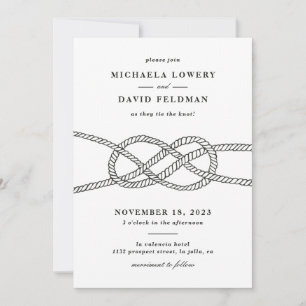 Convite para Casamento de Nó Ilustrado - Preto