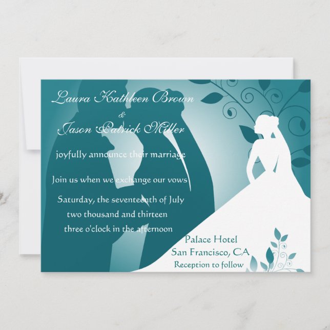 Convite para Casamento de Noiva e Silhuette (Frente)