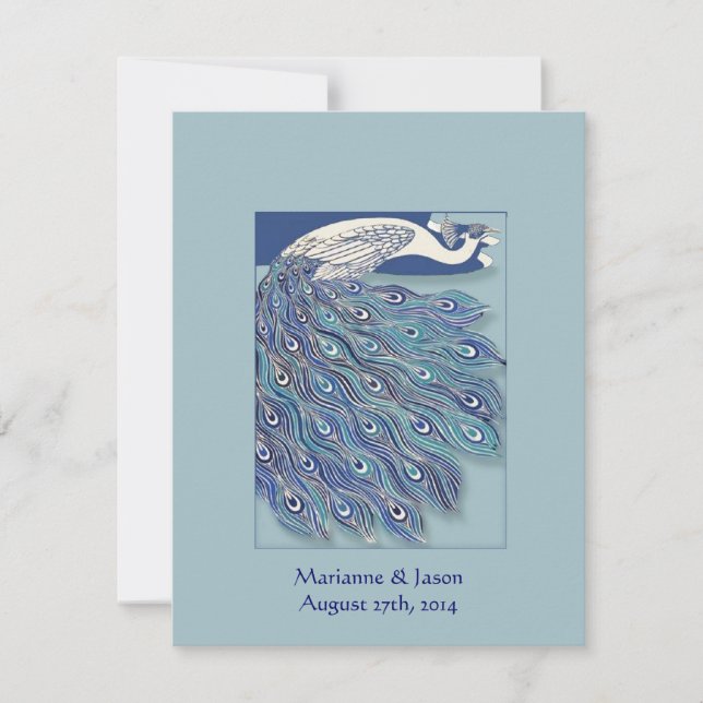 Convite para Casamento de Nouveau Peacock (Frente)