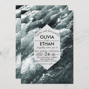 Convite para casamento de ondas azuis do oceano El