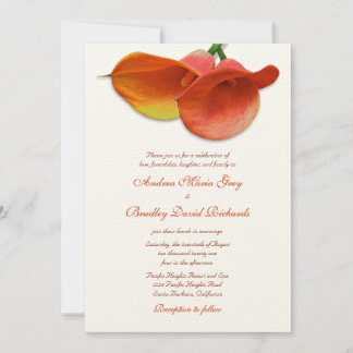 Convite para Casamento de Orange Calla Lily