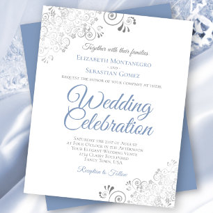Convite para Casamento de Orçamento Azul e Branco