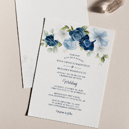 Convite para Casamento de Orçamento Azul Floral Du