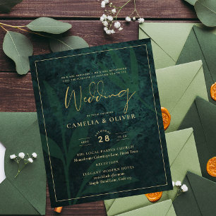 Convite para casamento de orçamento Dourado Emeral