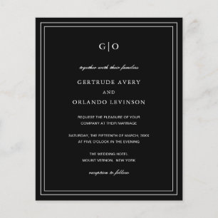Convite para Casamento de Orçamento Elegante Negro