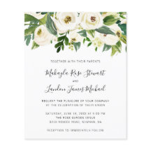 Convite para Casamento de Orçamento Floral Branco 