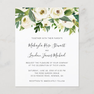 Convite para Casamento de Orçamento Floral Branco