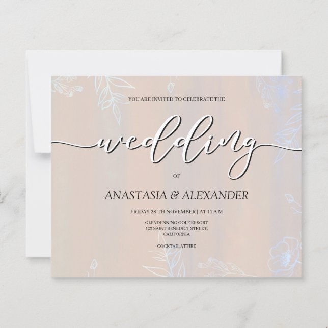 Convite para casamento de orçamento. Folha de pape (Frente)