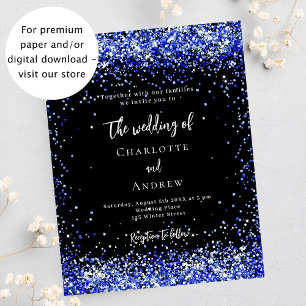 Convite para casamento de orçamento real azul pret