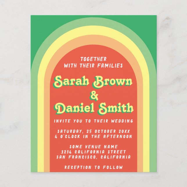 Convite para Casamento de Orçamento Verde para Arc (Frente)