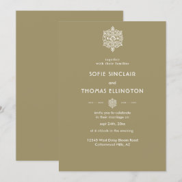 Convite para Casamento de Ornamento de Beige
