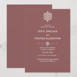 Convite para Casamento de Ornamento de Rosewood Es