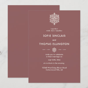 Convite para Casamento de Ornamento de Rosewood Es