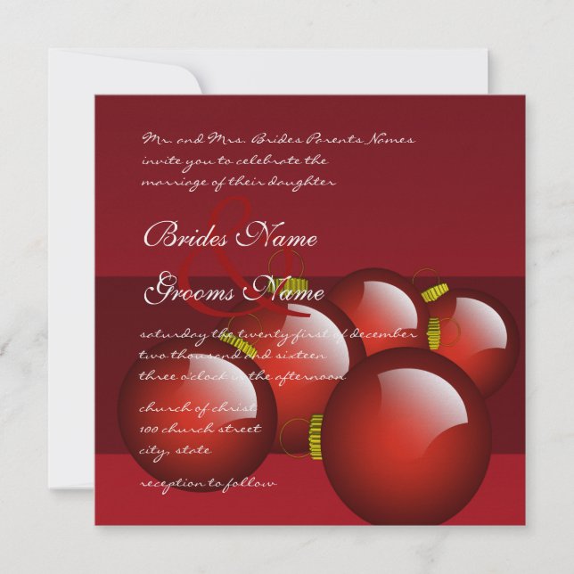 Convite para Casamento de Ornamento Vermelho de Na (Frente)