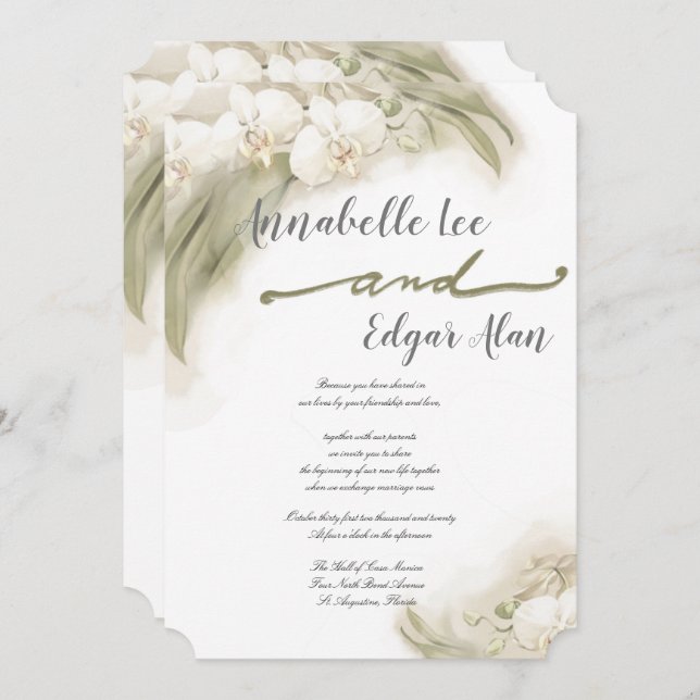Convite Para Casamento De Orquídea De Água (Frente/Verso)