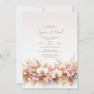 Convite Para Casamento De Orquídeas De Aquarela