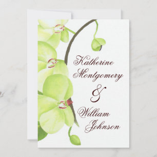 Convite para casamento de orquídeas verdes